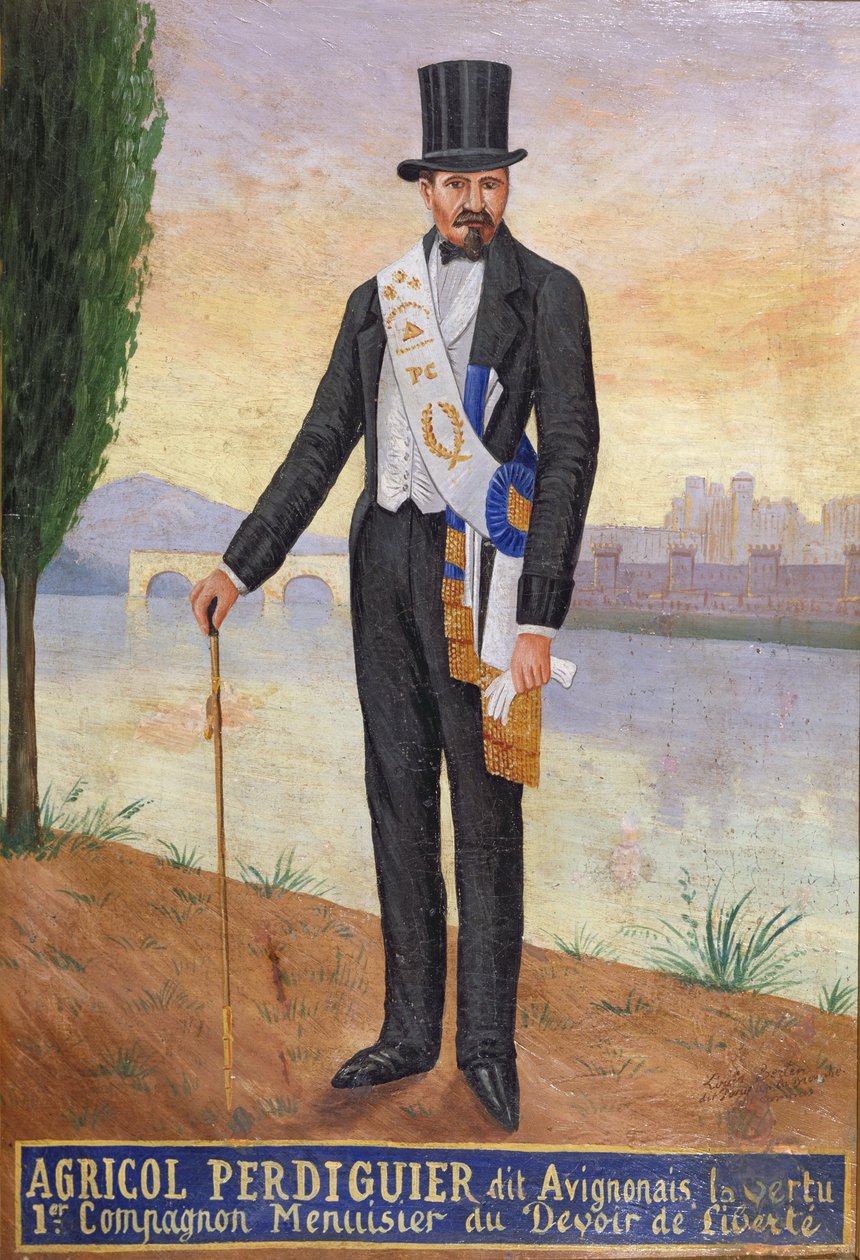 Portret Agricola Perdiguiera znanego jako Avignon, stojącego nad brzegiem Rodanu w Awinionie, ok. 1860-65 autorstwa French School
