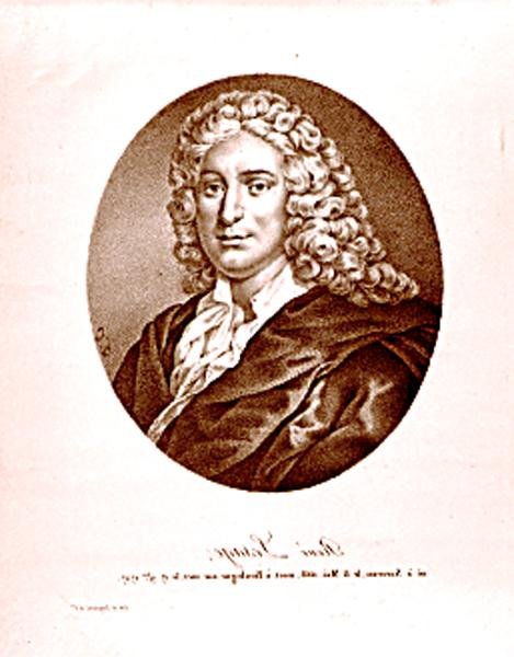 Portret Alaina Rene Lesage (1668-1747) (lito) (zdjęcie czarno-białe) autorstwa French School