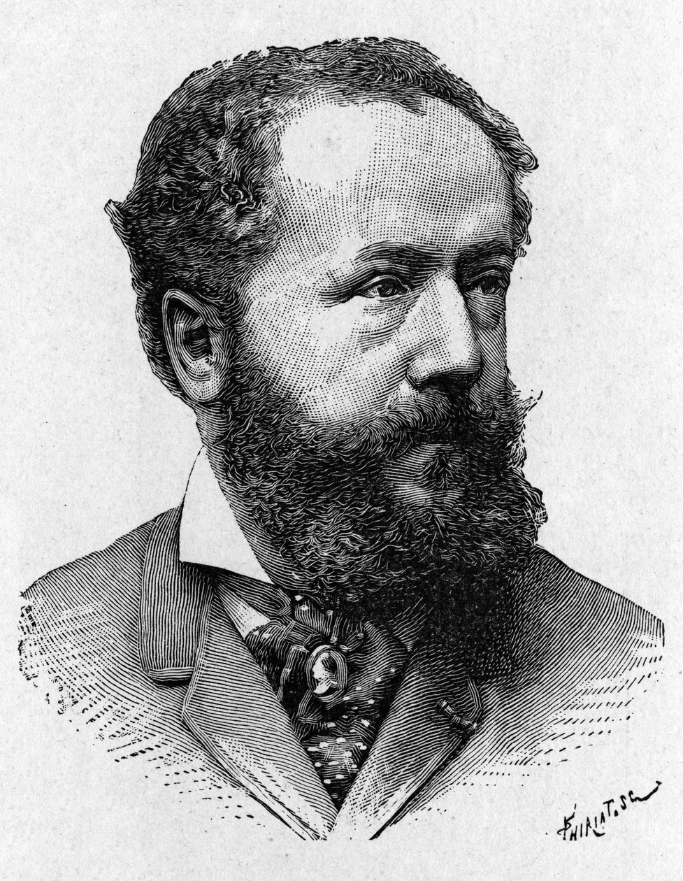 Portret Alberta Tissandiera, brata Gastona Tissandiera, francuskiego lotnika - w „Album de la Science; wybitni naukowcy; Wielkie odkrycia”” 1896. autorstwa French School