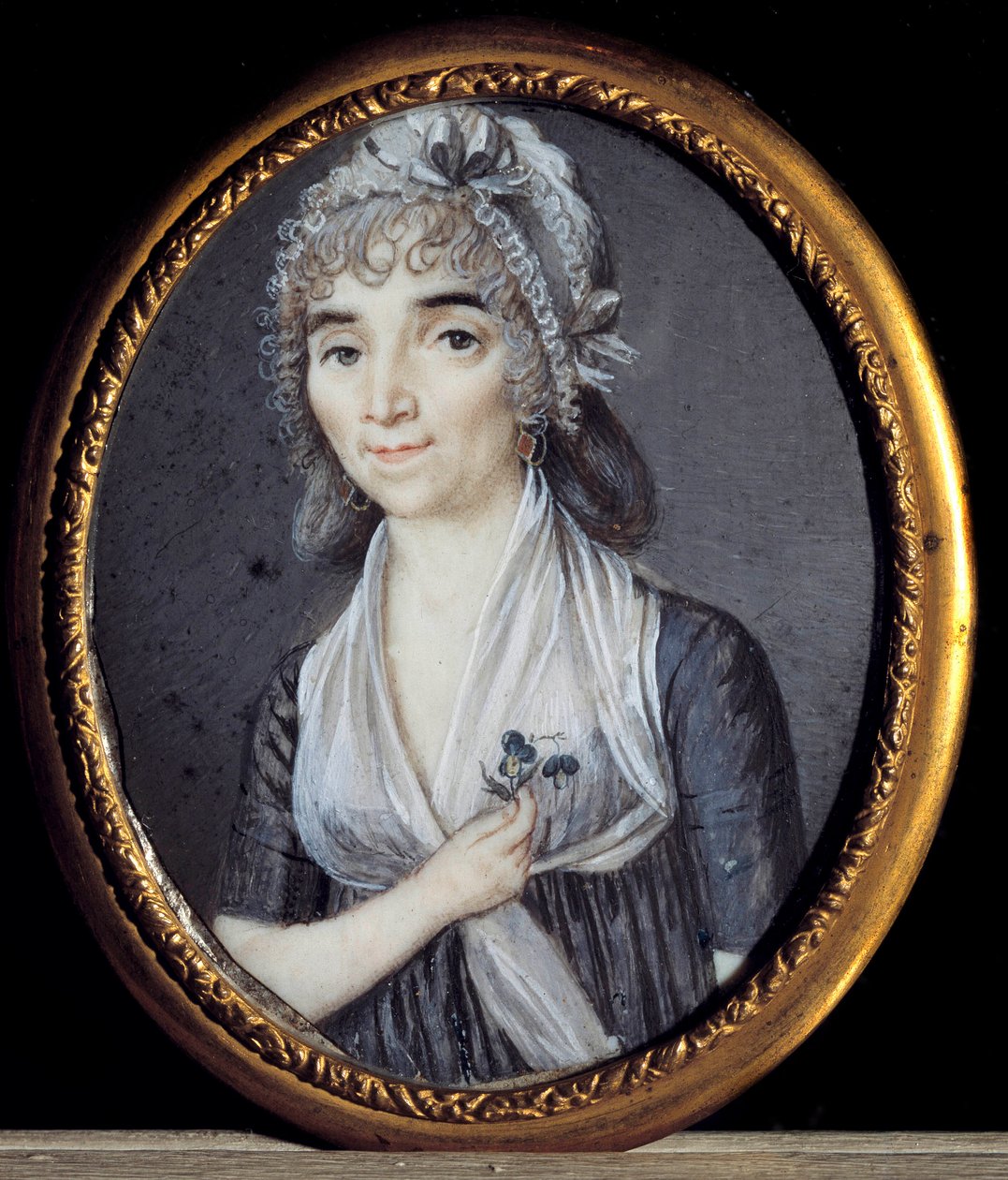 Portret Albertyny Marat, siostry Jean-Paul Marat (1743-1793). Anonimowa francuska miniatura autorstwa French School
