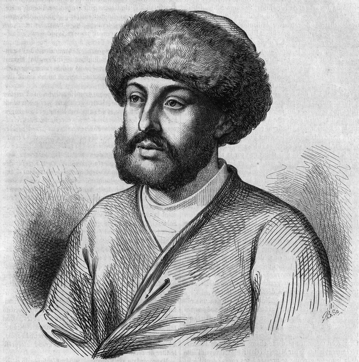 Portret Alexandre Maurocordato (Mavrocordatos) (1636-1709), greckiego polityka, Drogmana (tłumacza) dla rządu osmańskiego. Grawerowanie autorstwa Chevignarda w „”Le Magasin Picturesque”” autorstwa French School