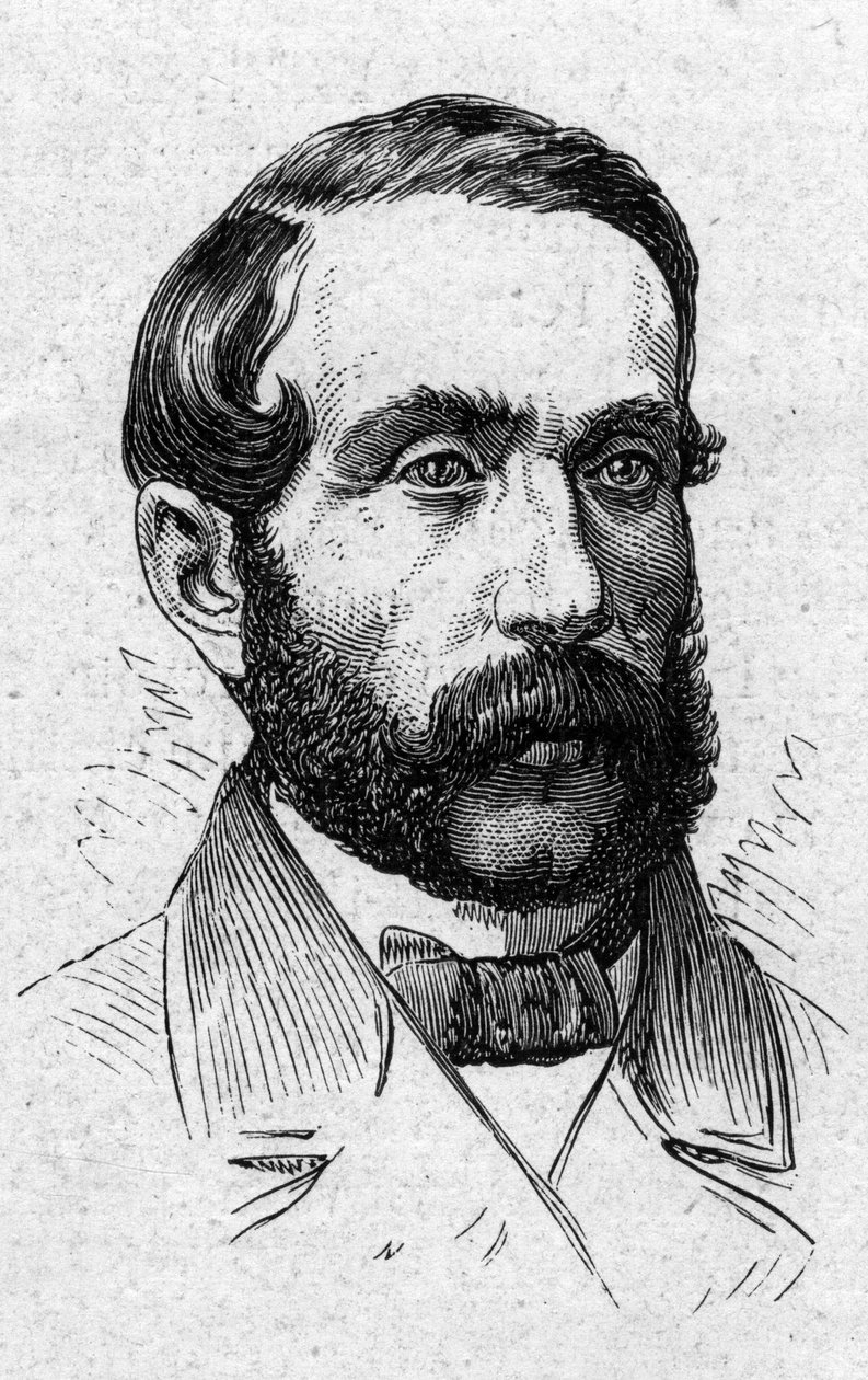 Portret Alfreda Mezieresa (1826-1915), francuskiego historyka literatury, polityka, eseisty i naukowca. Grawer w „”Le Monde Illustré””n°883 z dnia 14 marca 1874 r. autorstwa French School