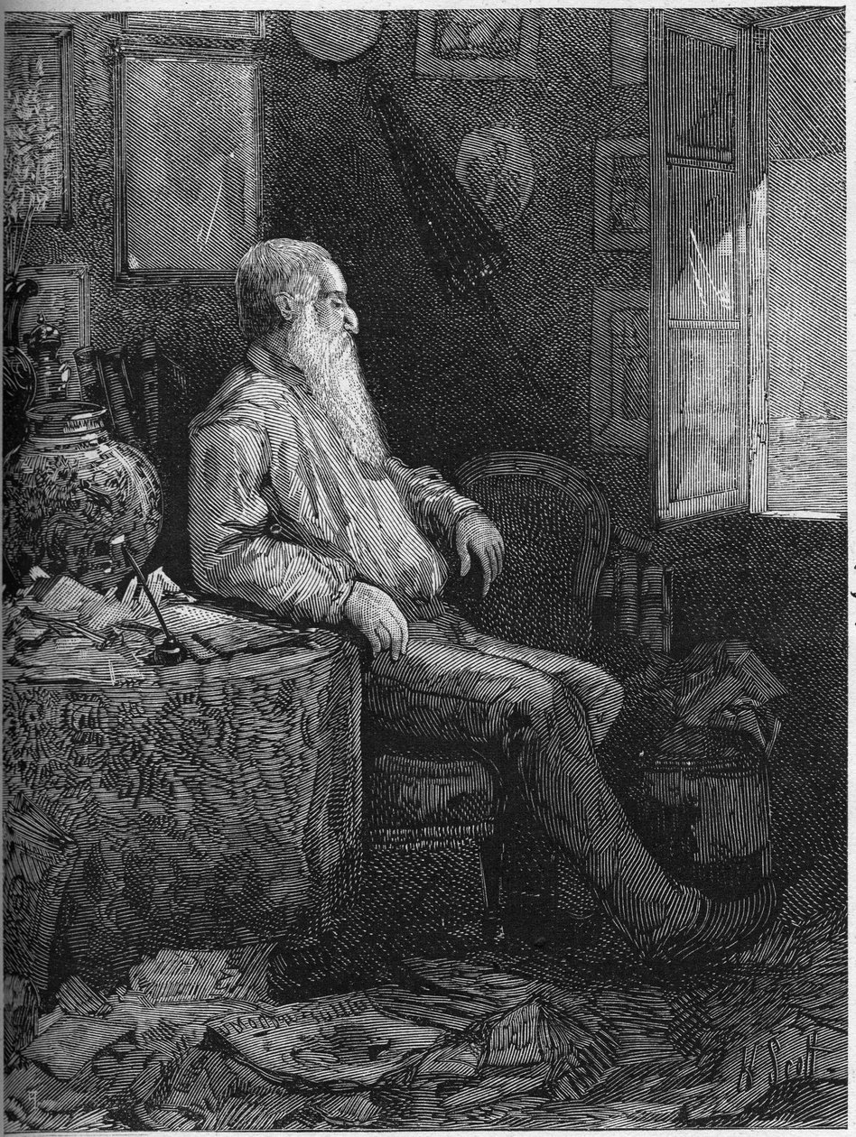 Portret Alphonse Karra (1808-1898), francuskiego powieściopisarza i dramaturga. Grawer w „”Le Monde Illustré””n°1122 z 28 września 1878 r. autorstwa French School