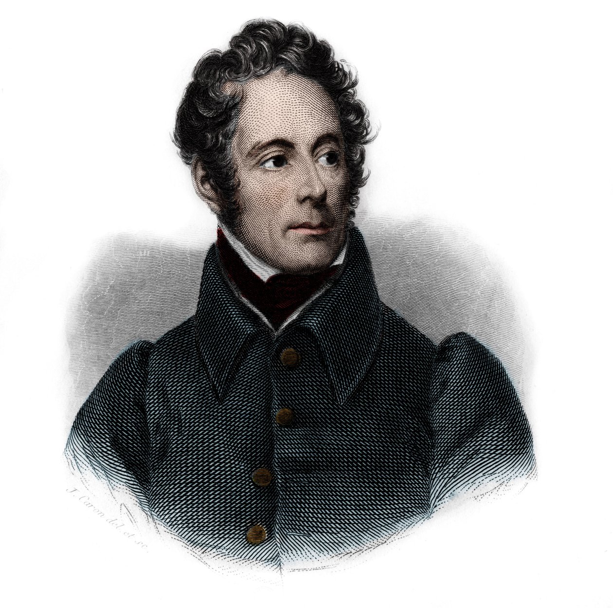 Portret Alphonse de Lamartine (1791-1869), francuskiego pisarza, poety i polityka. w „Księdze mówców” Louisa de Cormenina Timona. 1842. Kolekcja prywatna. autorstwa French School