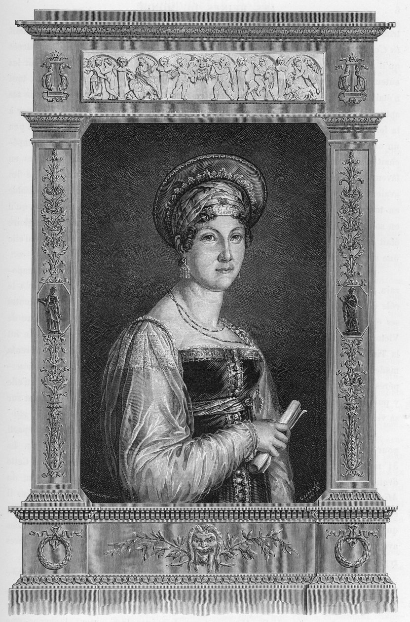 Portret Anne Francoise Boutet zwanej Mademoiselle Mars (1779-1847) Francuska aktorka - Grawerowanie z 1862 roku w „Królowych świata” naszych pierwszych pisarzy. Książka wydana pod kierunkiem J.G.D. ARMEGENGUDA. autorstwa French School