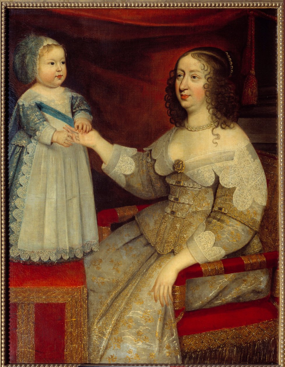 Portret Anny Austriackiej, Królowej Francji (1601-1666) i delfina dziecka Ludwika XIV (1638-1715) Obraz Szkoły Francuskiej. Przed 1643. Słońce 1,2x0,96 m autorstwa French School