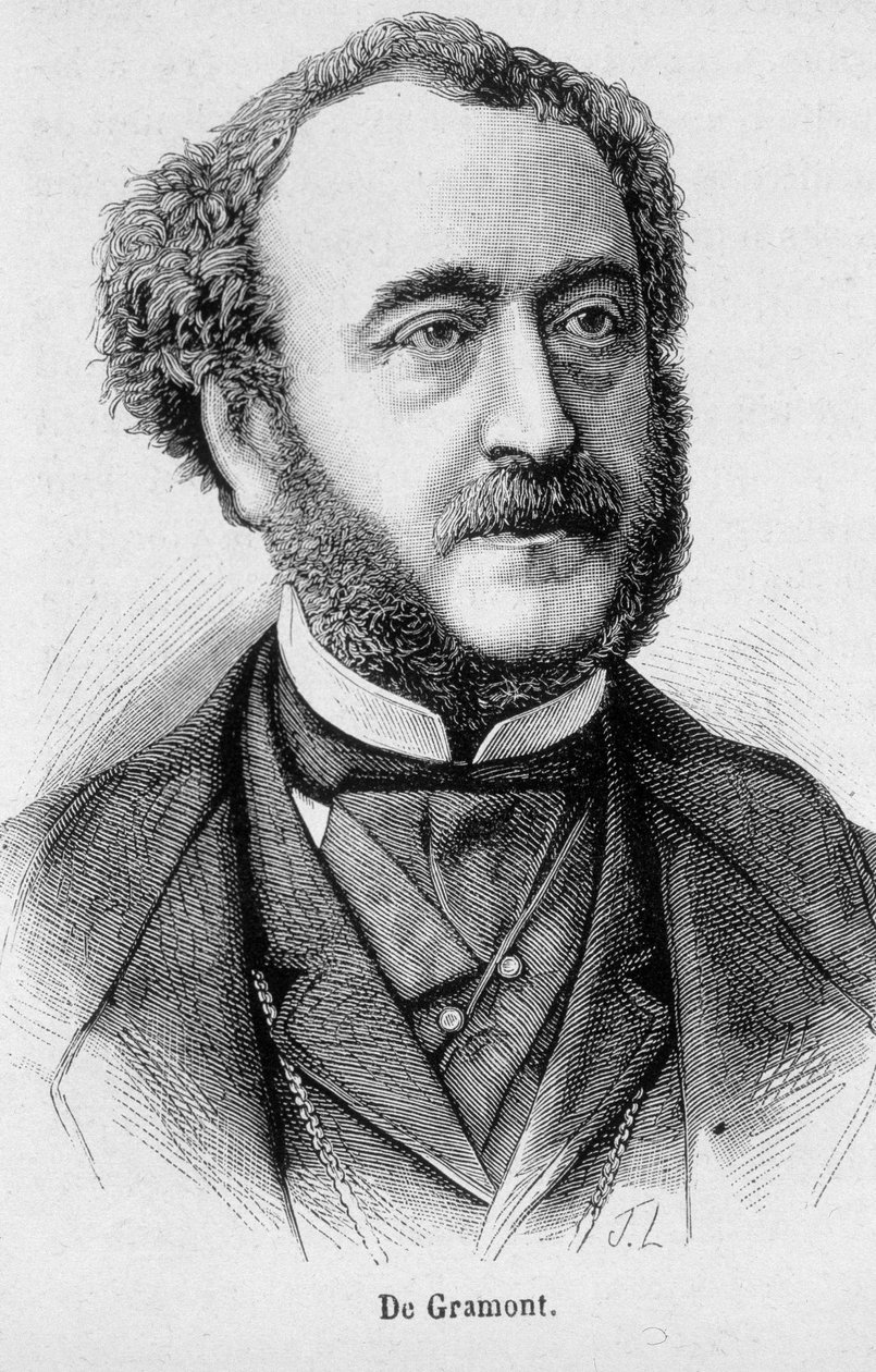 Portret Antoine Agenora, księcia Gramont, francuskiego dyplomaty i polityka (1819 - 1880) - w „Historii Francji” Henri Martina autorstwa French School