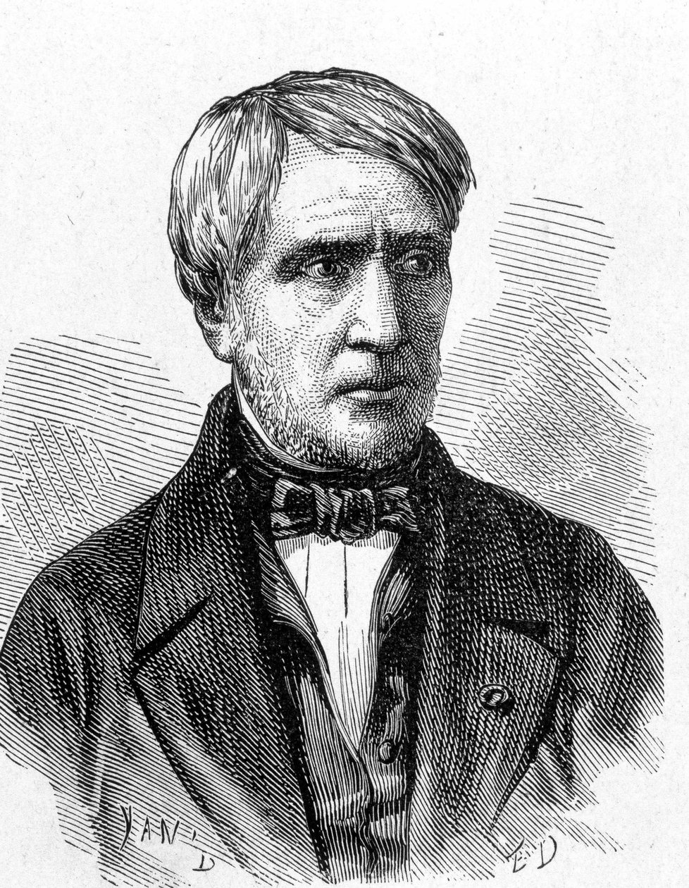 Portret Antoine Cesara Becquerela (1788 - 1878), francuskiego fizyka - w „Albumie nauki”; wybitni uczeni; Wielkie odkrycia”” 1896. autorstwa French School