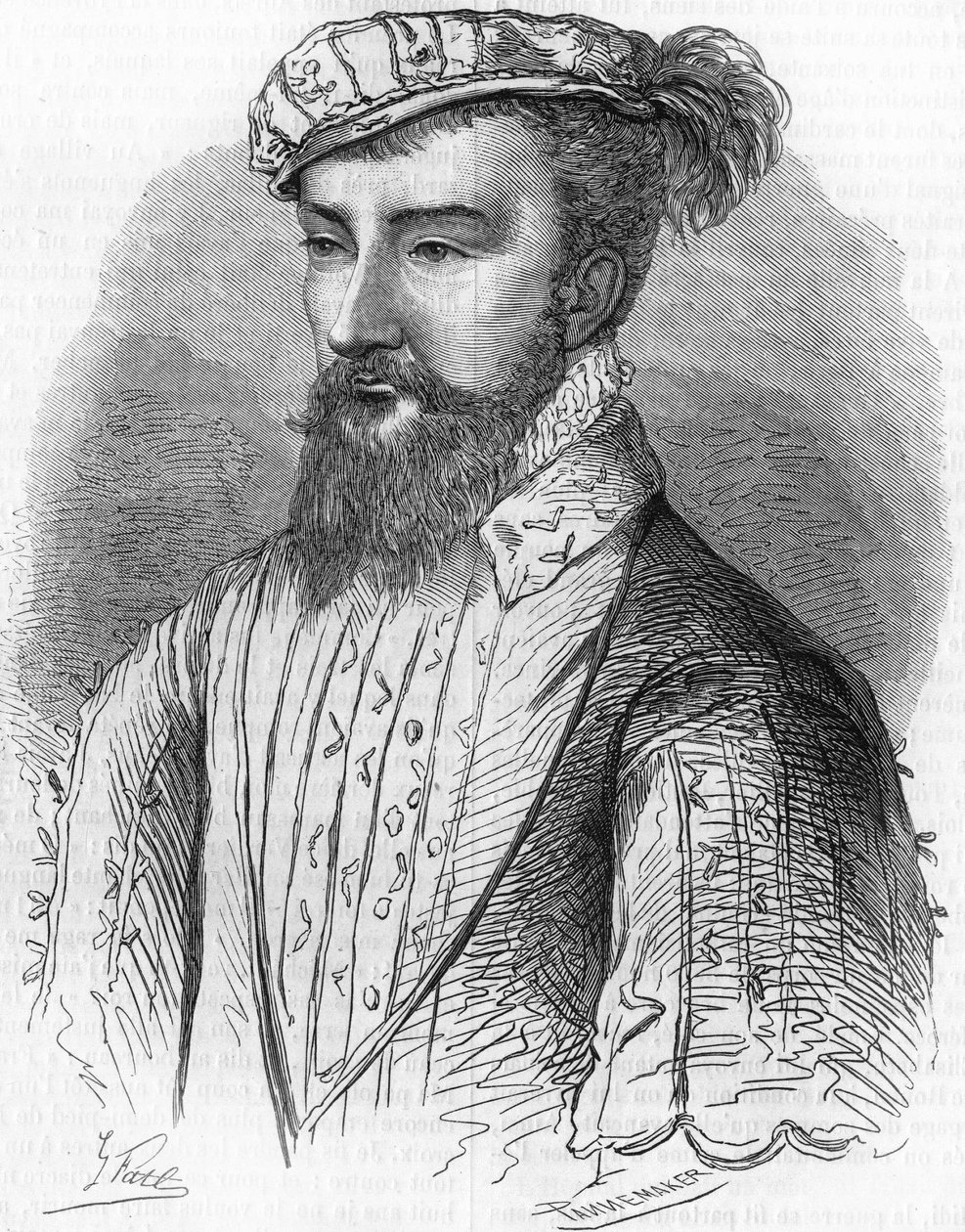 Portret Antoine de Bourbon (1518-1562), króla Nawarry i ojca króla Henryka IV. W „”Popularnej historii Francji””, bd. ok. 1885 r. Grawerowanie. autorstwa French School