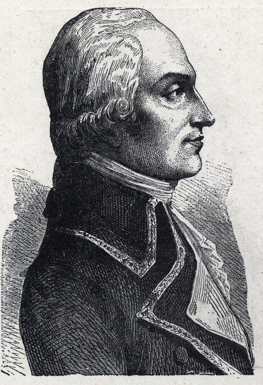 Portret Armanda Louisa de Gontaut Birona wojskowego francais (1747-1793) Rycina z 1889 r. Zbiory prywatne. autorstwa French School