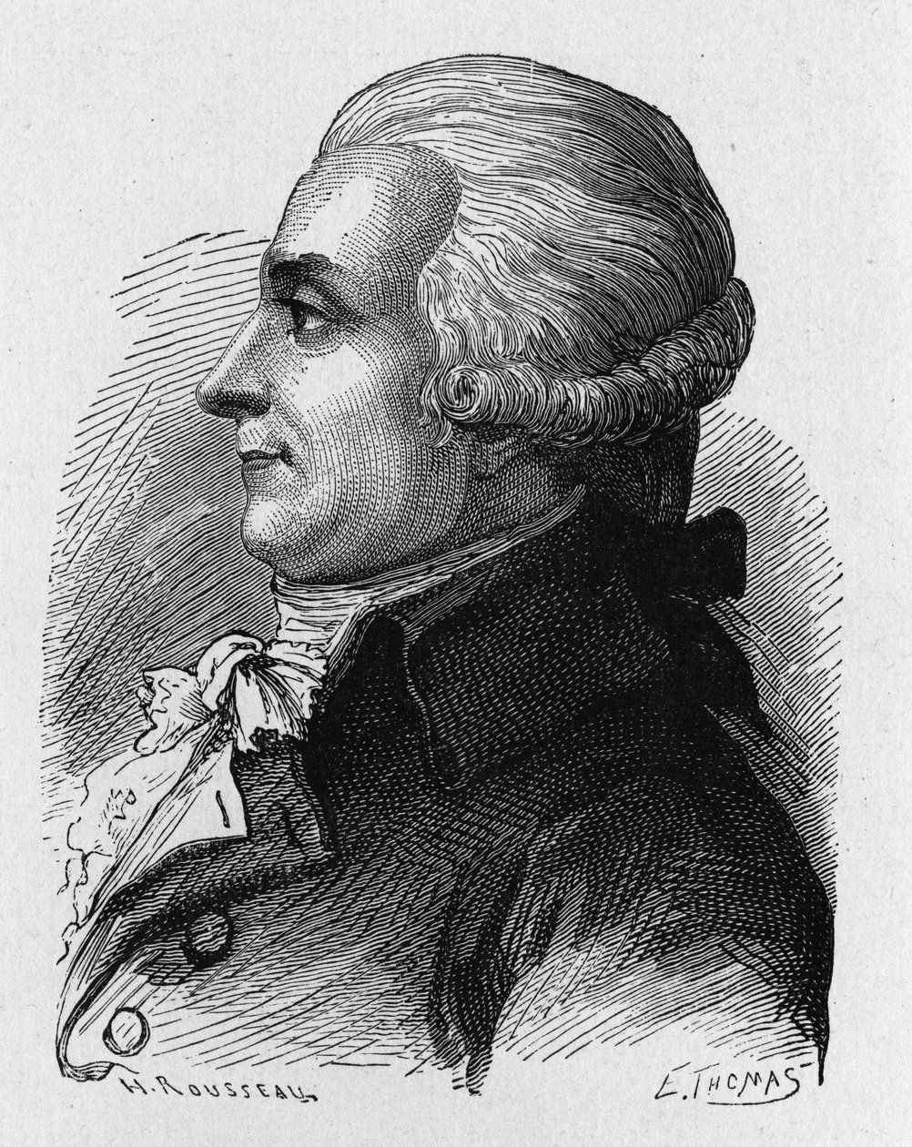 Portret barona Louisa-Bernarda Guytona-Morveau (Louis Bernard Guyton de Morveau) (Guiton) (1737-1816), francuskiego polityka, chemika i rewolucjonisty - w „Album de la Science; wybitni uczeni; Grandes disouvertes””” 1896. autorstwa French School