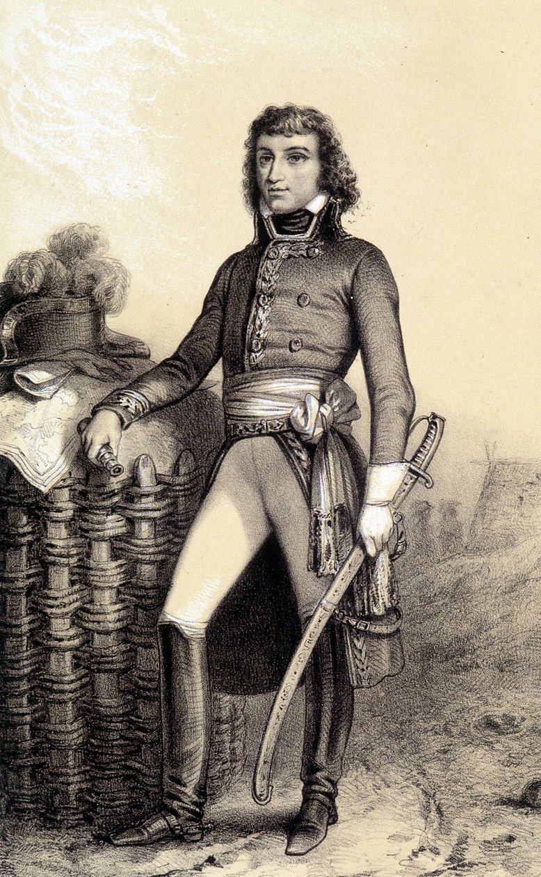 Portret Barthélemy Catherine Joubert, generała Boera z RPA (1769-1799). W „”Galerie historique de la Revolution francaise”” Alberta Morin autorstwa French School