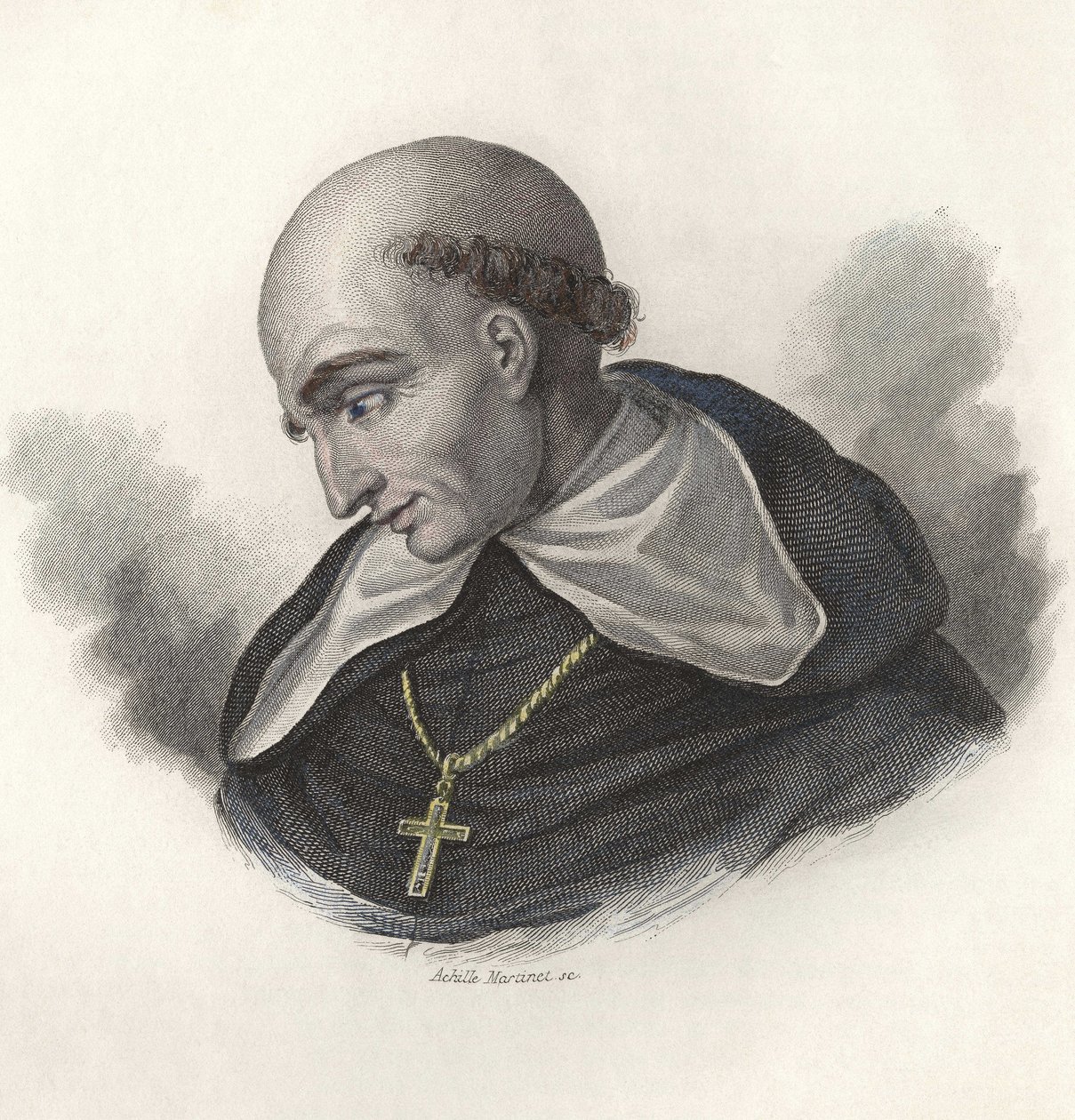 Portret Bartolome de Las Casas (1472-1566), hiszpańskiego brata dominikanina i wojewody Chiapas. w "Portrety użytecznych ludzi" autorstwa French School
