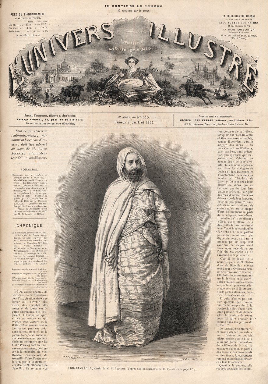 Portret Ben Mahi Ed Din Abd El Kader (1808-1883), amir tuszu do rzęs, przywódca wojskowy i religijny. autorstwa French School