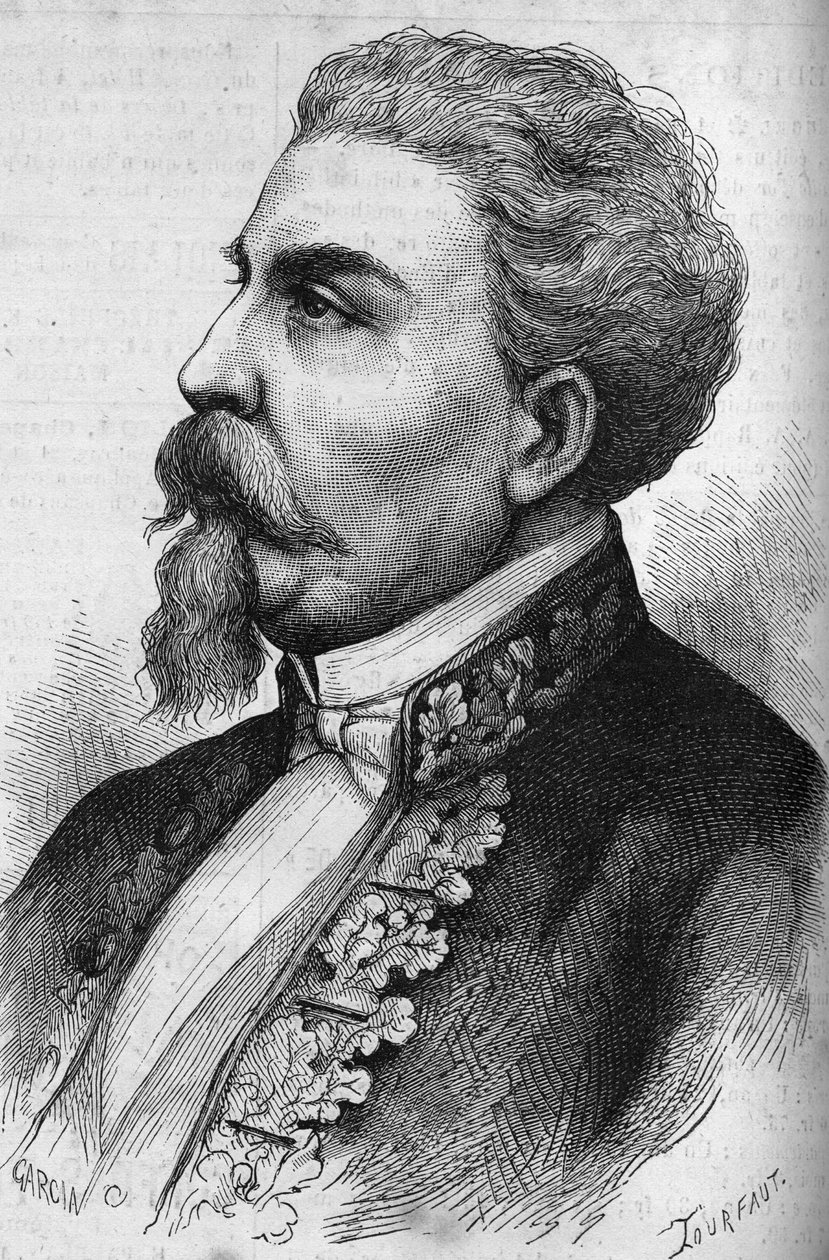Portret Benedetto Cairoli (1825-1889), włoskiego męża stanu. Grawer w „”Le Monde Illustré””n°1132 z dnia 7 grudnia 1878 r. autorstwa French School