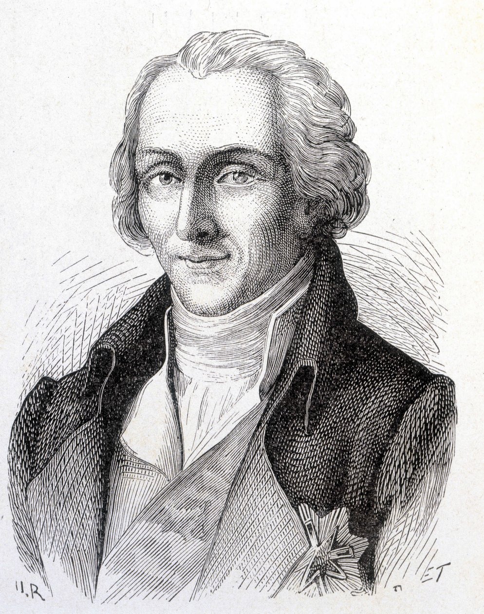 Portret Benjamina de Rumforda, amerykańskiego fizyka (1753 - 1814) - w „Albumie nauki”; wybitni naukowcy; Wielkie odkrycia”” 1896. autorstwa French School