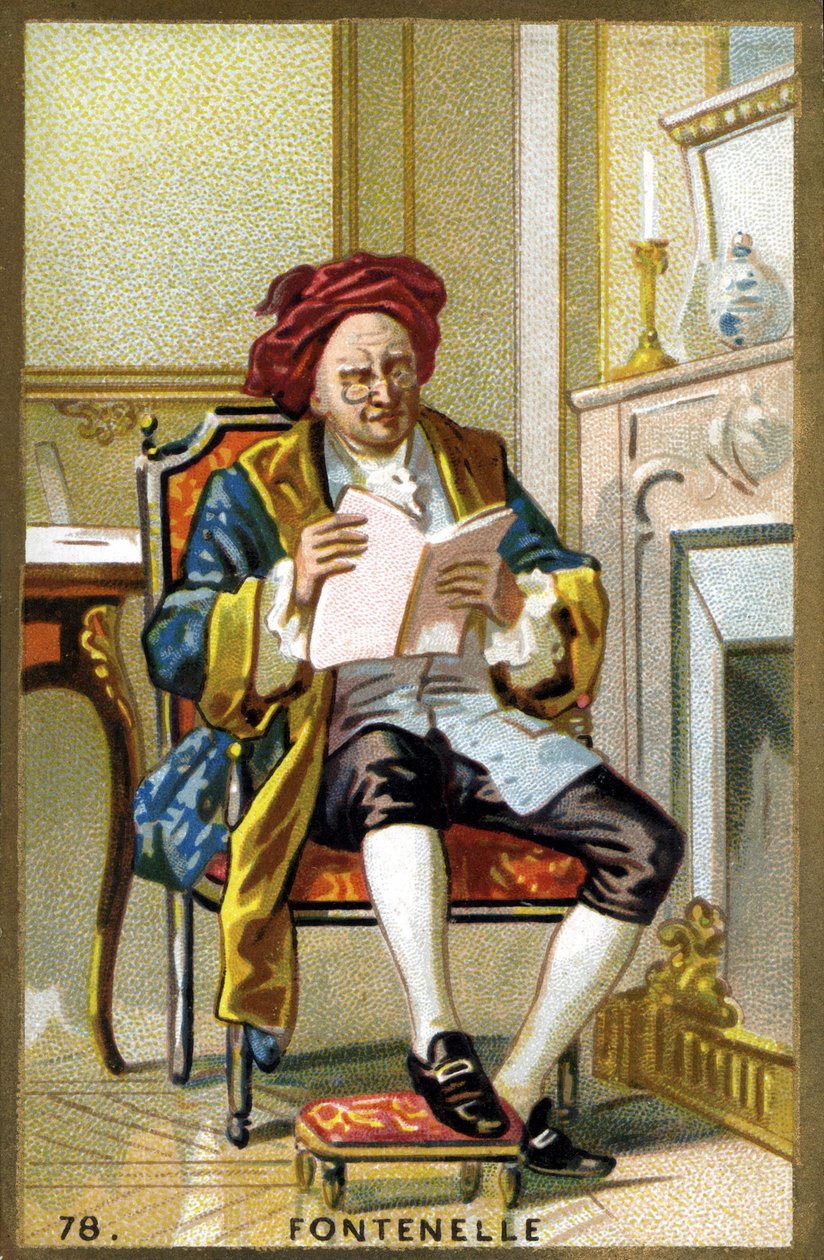 Portret Bernarda Le Bouyera (Le Bovier) autorstwa Fontenelle (1657-1757). Chromolitografia z końca XIX wieku. autorstwa French School