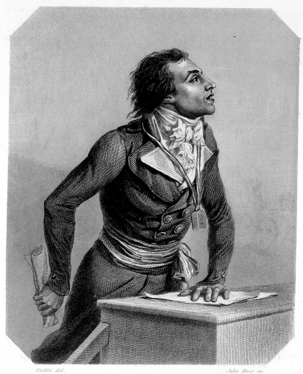 Portret Bertranda Barère de Vieuzac (1755-1841), francuskiego polityka. W „Historii Żyrondynów”” Lamartine autorstwa French School