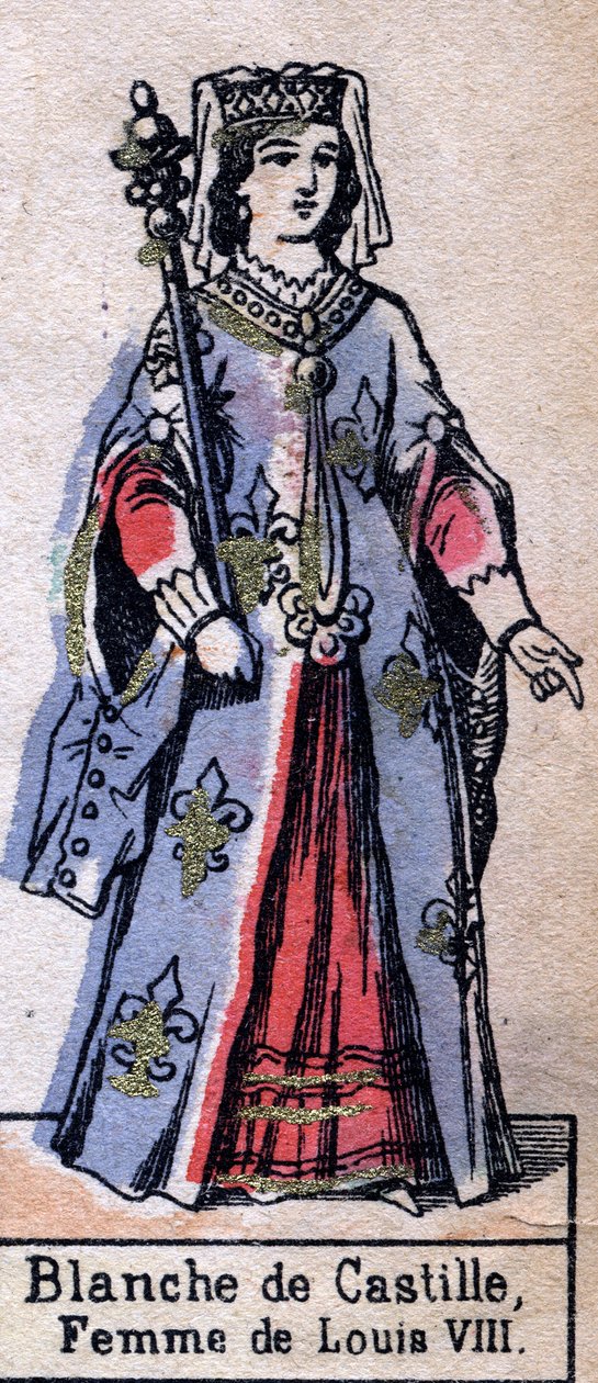 Portret Blanche de Castille (1188-1252), żony Ludwika VIII Francji. (dynastia Kapetyńska). Ilustracja z końca XIX wieku. autorstwa French School