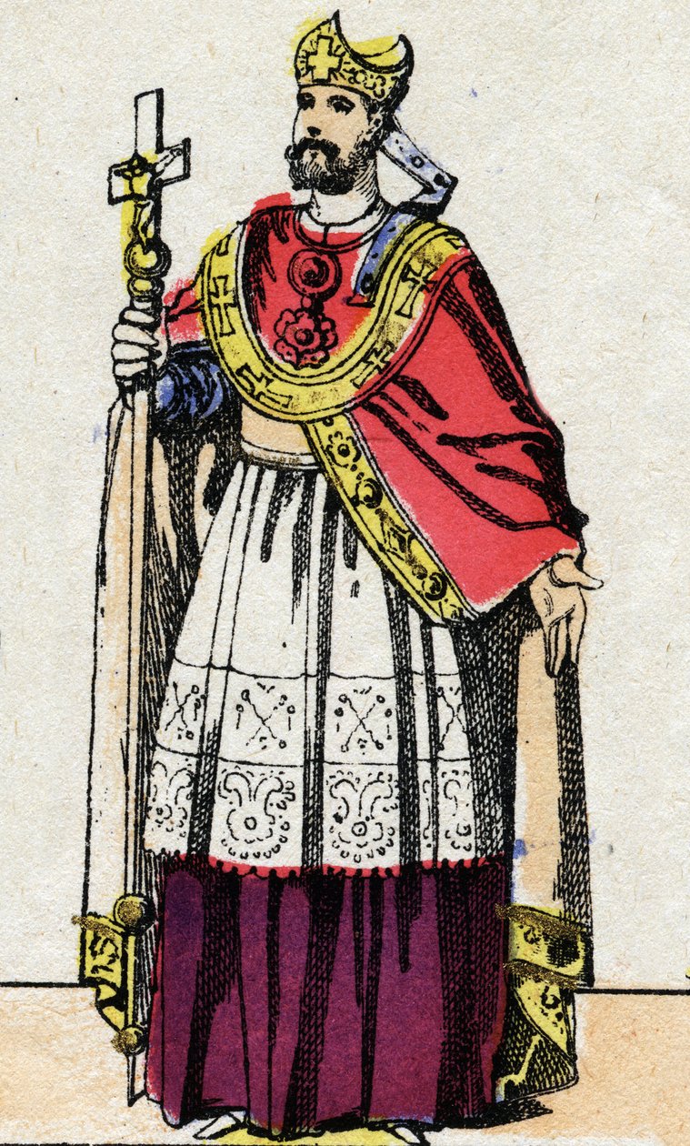Portret Bonifacego (v.675-754), arcybiskupa Moguncji, który ewangelizował Niemcy i zreorganizował Franc Clerge. autorstwa French School