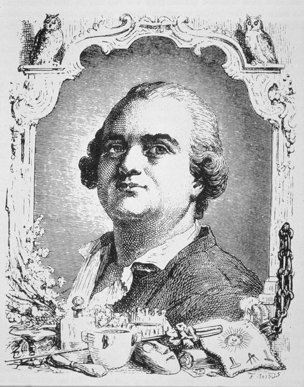 Portret Cagliostro (1743-95) kopia ilustracji z Histoire de la Magie autorstwa Paula Christiana, użyta w Historii magii, opublikowanej pod koniec XIX wieku autorstwa French School