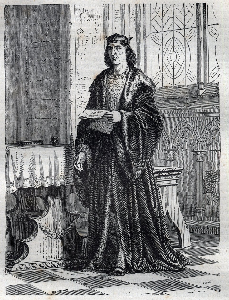 Portret kardynała Pietro Caraffy lub Caraffy lub Jana Piotra Caraffy przyszłego papieża Pawła IV (Paolo IV 1476-1559) Rycina w „”Historii papieży (...) Zbrodnie królowej króla i cesarzy na przestrzeni wieków” autorstwa Maurice Lachatre autorstwa French School