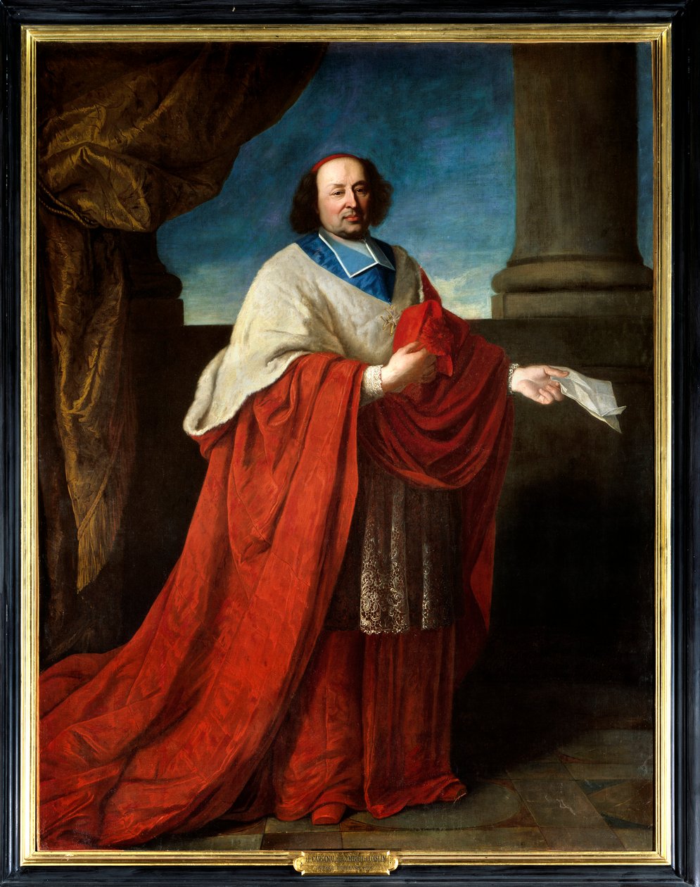 Portret kardynała de Cambout de Coislin (1636-1706) biskupa Orleanu, przeora Longpont. Anonimowy obraz z XVII wieku. Olej na płótnie. Wzmianka obowiązkowa: Sully sur Loire, Chateau de Sully - Portret kardynała de Cambout de Coislin (1636-1706) autorstwa French School