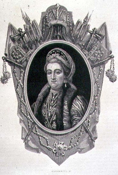 Portret Katarzyny II Wielkiej (1729-96) (grafika) autorstwa French School