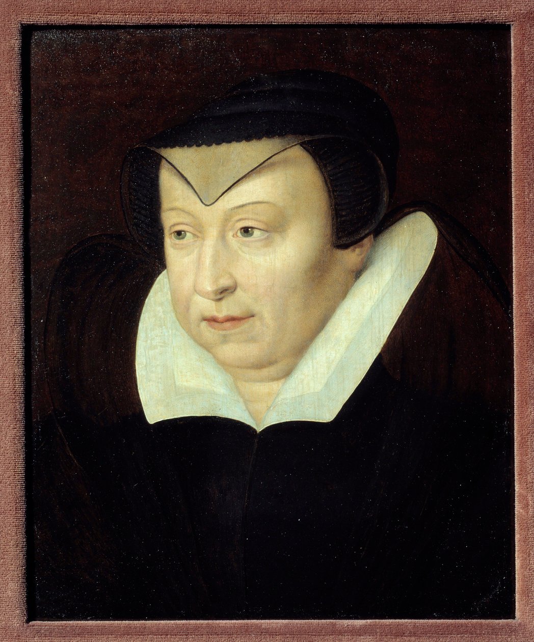 Portret Katarzyny Medycejskiej (Caterina de Medici) (1519-1589), królowej Francji Malarstwo szkoły francuskiej. XVI-wieczne Chantilly, Musee Conde autorstwa French School