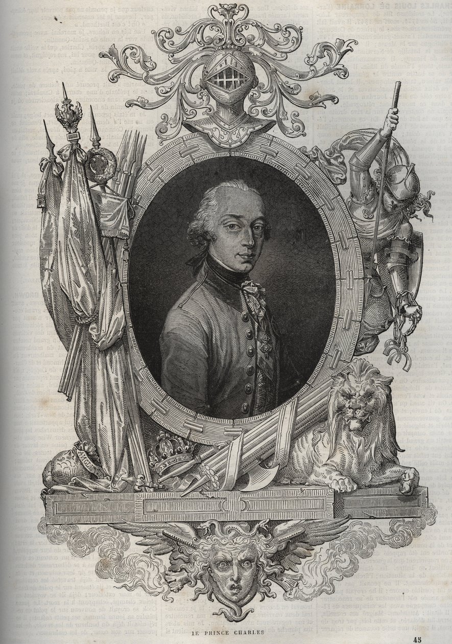 Portret Karola Ludwika Austro-Teschen (Charles Louis of Austria Teschen) (1771-1847) (arcyksiążę Karl von Osterreich) arcyksiążę austriacki, książę cieszyński - arcyksiążę Karol, książę cieszyński - z „Nowej Encyklopedii Narodowej” przez Maurice