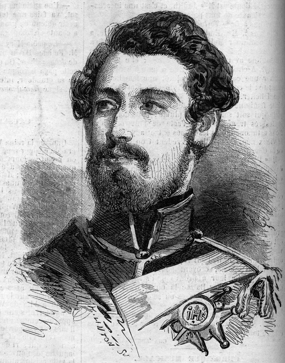 Portret Karola (Karla) XV (1826-1872), króla Szwecji i Norwegii. Grawer w „” le Monde Illustrous”” nr 119 z 23 lipca 1859. autorstwa French School