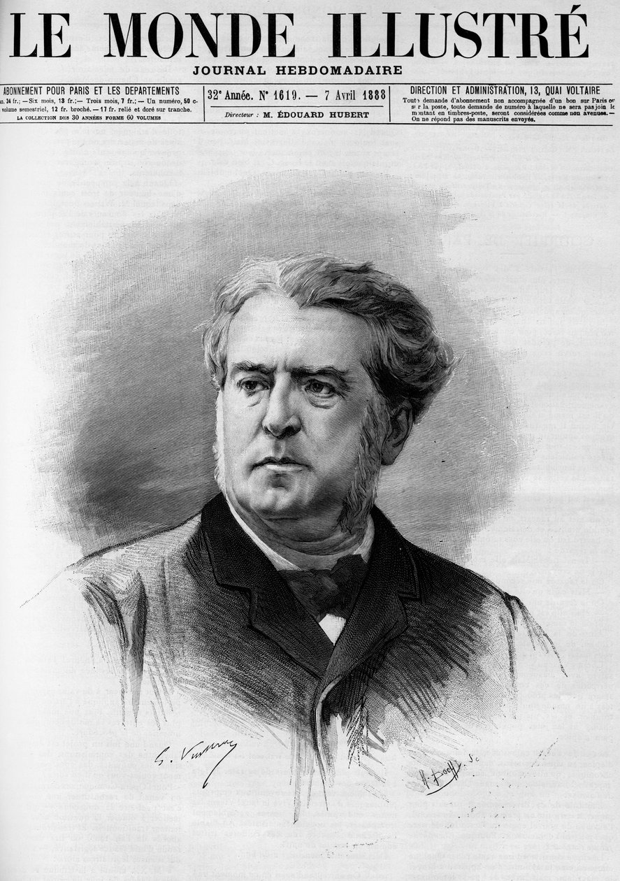 Portret Charlesa Floqueta (1828-1896), prezesa Rady Ministrów w latach 1888-1889. W „Światach znakomitych” z 1888 r. autorstwa French School