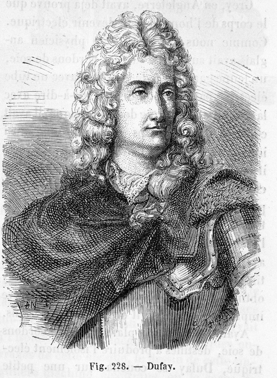 Portret Charlesa François Du Fay (Dufay?) (1698 - 1739), francuskiego chemika i fizyka - w „Histoire de France” Henri Martina autorstwa French School