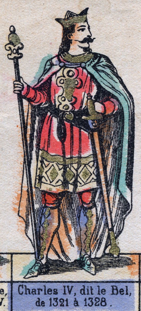 Portret Karola IV z Francji, znanego jako Karol Bel (1294-1328) (dynastia Kapetów). Ilustracja pod koniec XIX wieku. autorstwa French School