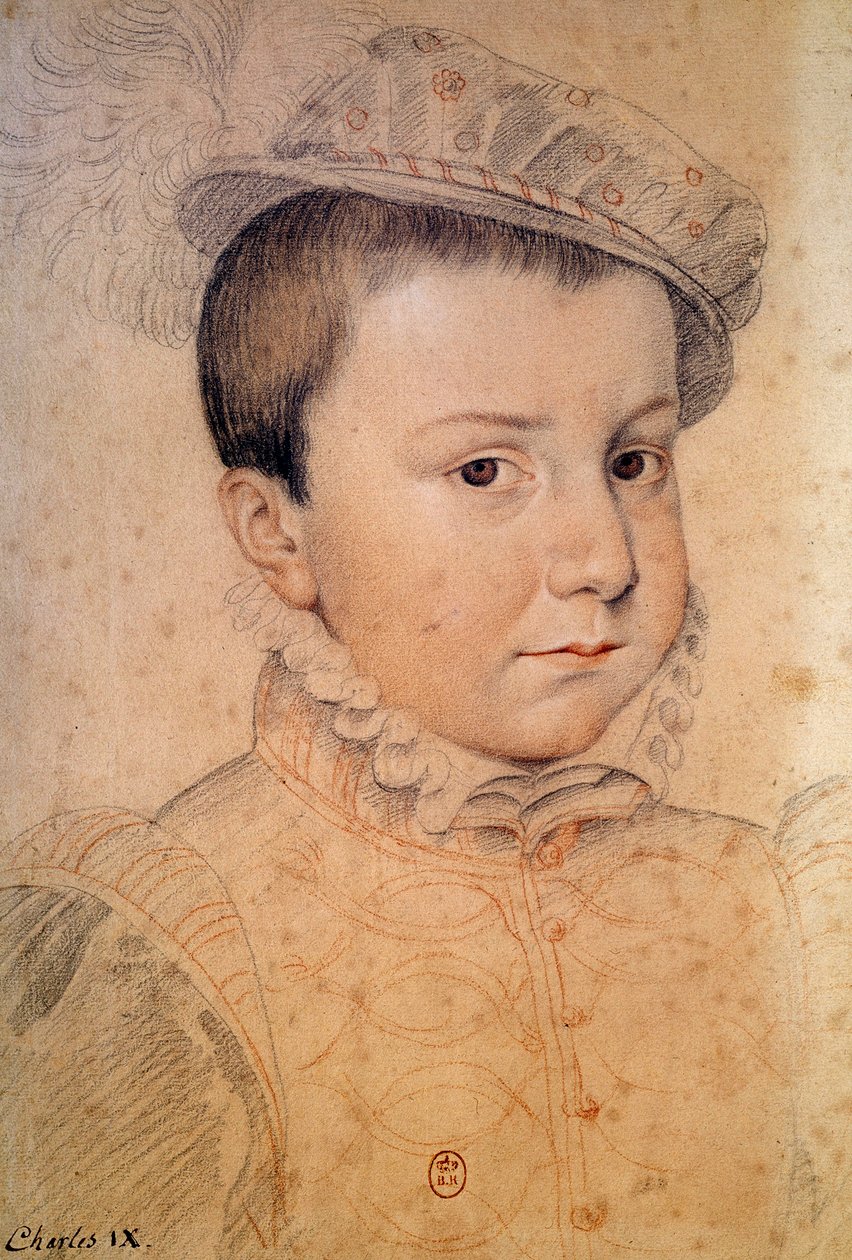 Portret dziecka Karola IX (1550-1574). Anonimowy rysunek szkoły francuskiej autorstwa French School