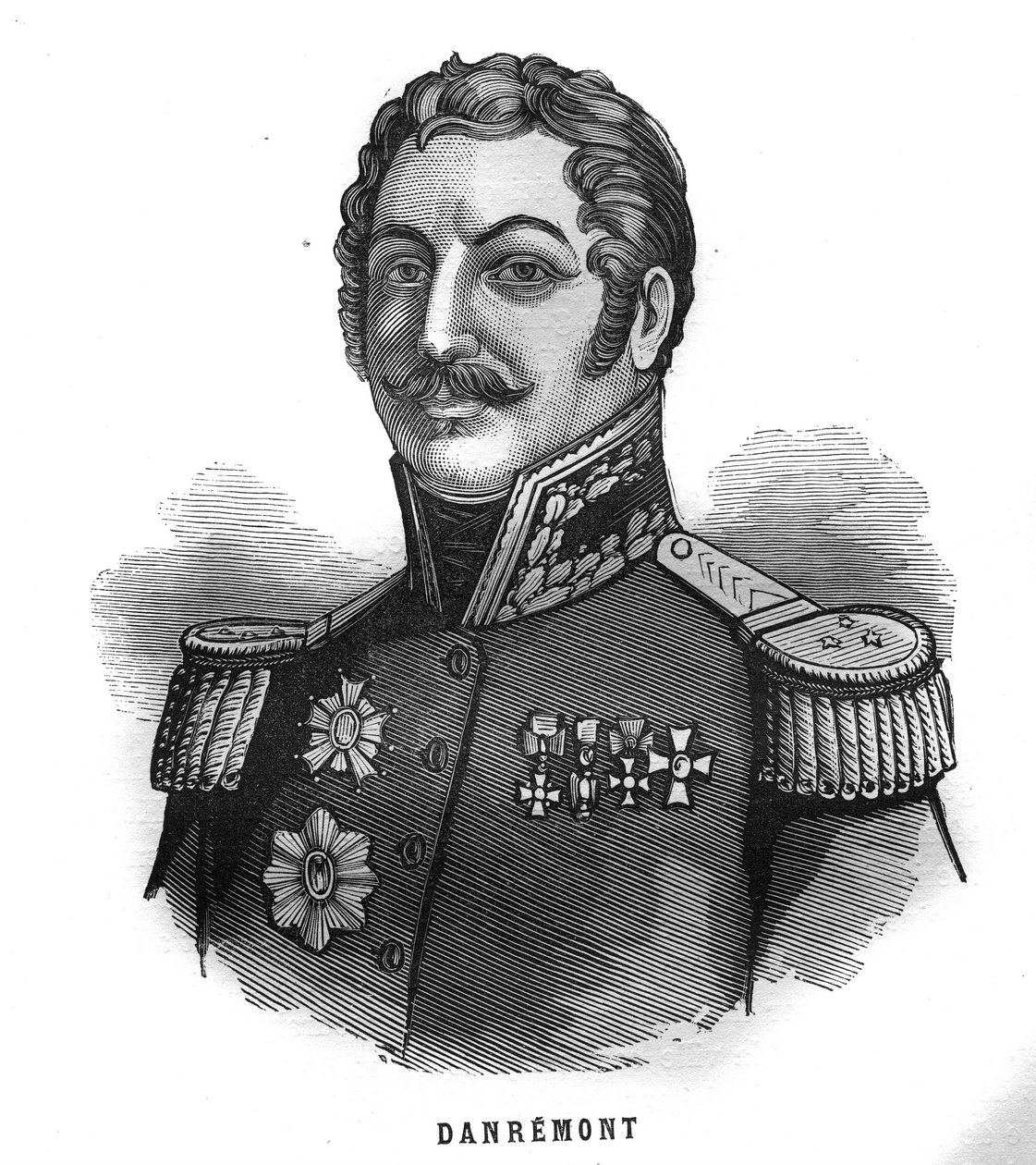 Portret Charlesa Marie, hrabiego Denys of Damremont (1783-1837), francuskiego generała. Grawer w „Les Illustrations De L