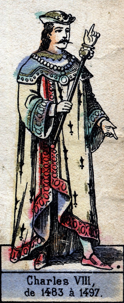 Portret Karola VIII Francji lub Karola VIII Uprzejmego (1470-1498) (dynastia Kapetów). Ilustracja z końca XIX wieku. autorstwa French School