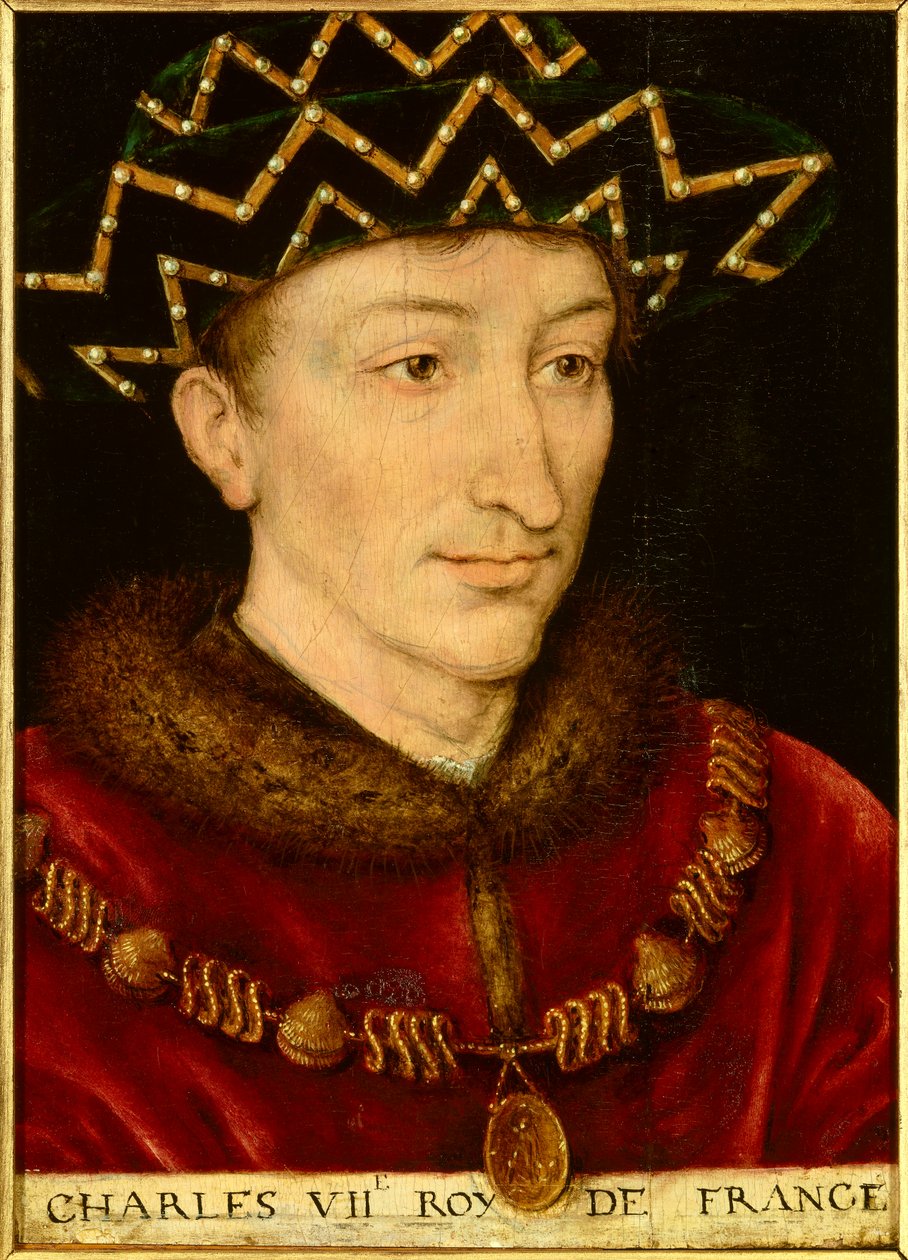 Portret Karola VII (1403-1461) króla Francji. Malarstwo szkoły francuskiej autorstwa French School