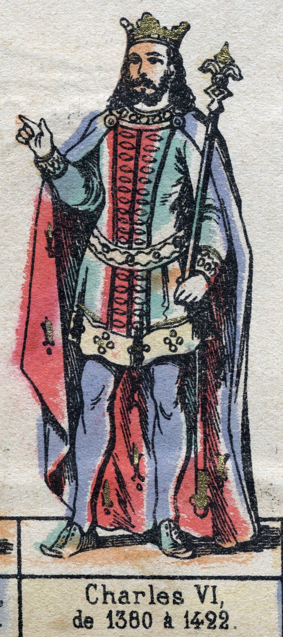 Portret Karola VI z Francji, znanego jako Karol Dobrego Aime (1368-1422) (dynastia Kapetów). Ilustracja z końca XIX wieku. autorstwa French School