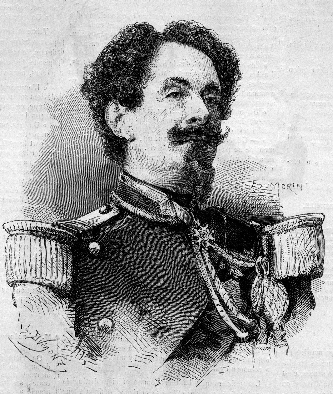 Portret Charlesa Victora Frebaulta (generała Frebaulta) (1813-1888), gubernatora Gwadelupy. Grawer w „Le Monde Illustré” nr 148 z 11 lutego 1860 r. autorstwa French School