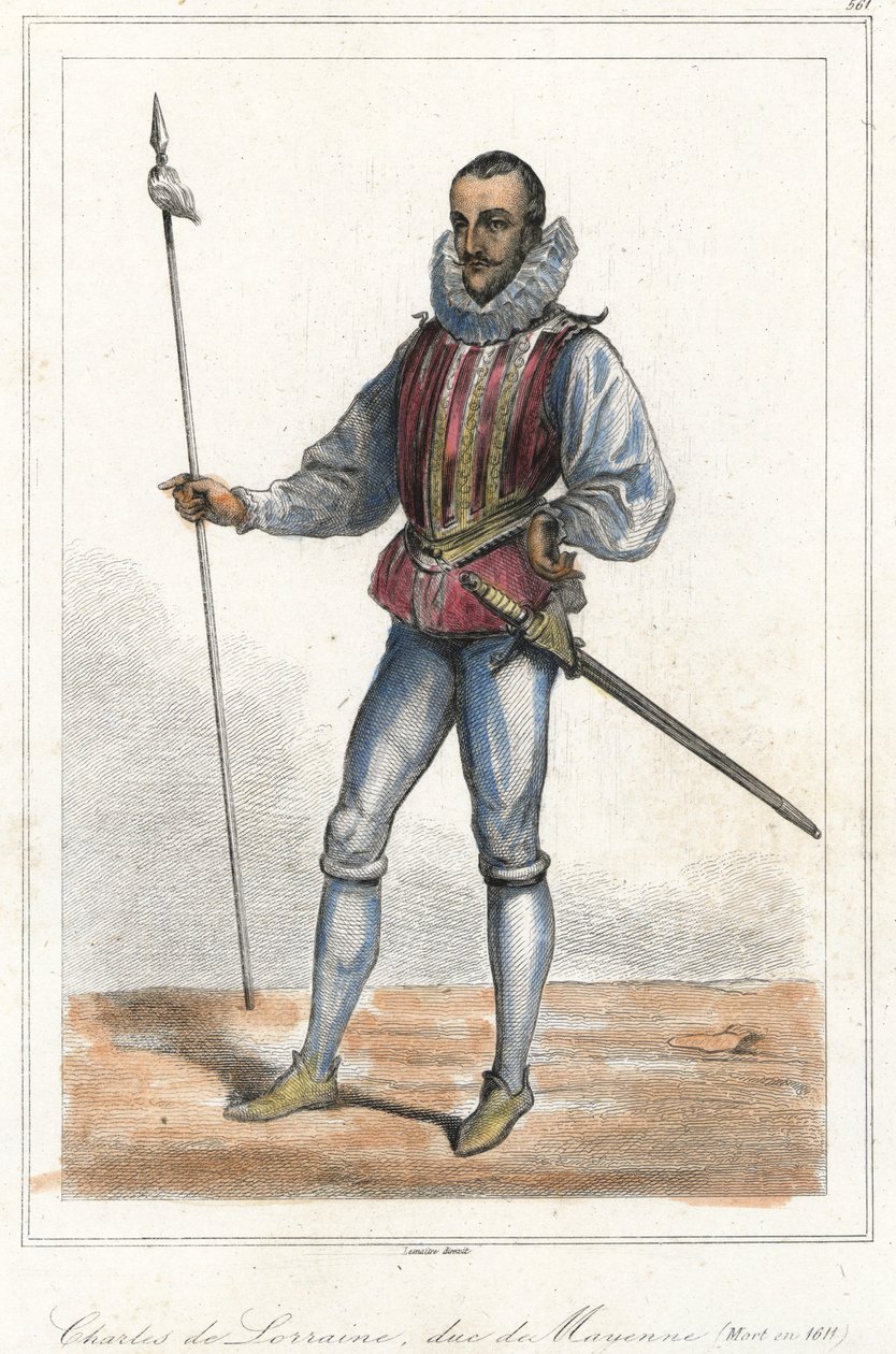 Portret Karola de Lorraine, księcia Mayenne (1554 - 1611), księcia francuskiego. Po Henryku, księciu Guise, stał na czele Ligi (1589). autorstwa French School