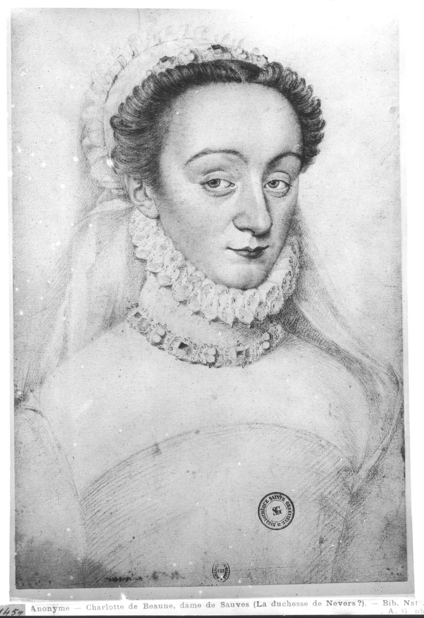 Portret Charlotte de Beaune (1551-1617) Pani z Sauves, XVI-XVII w. autorstwa French School