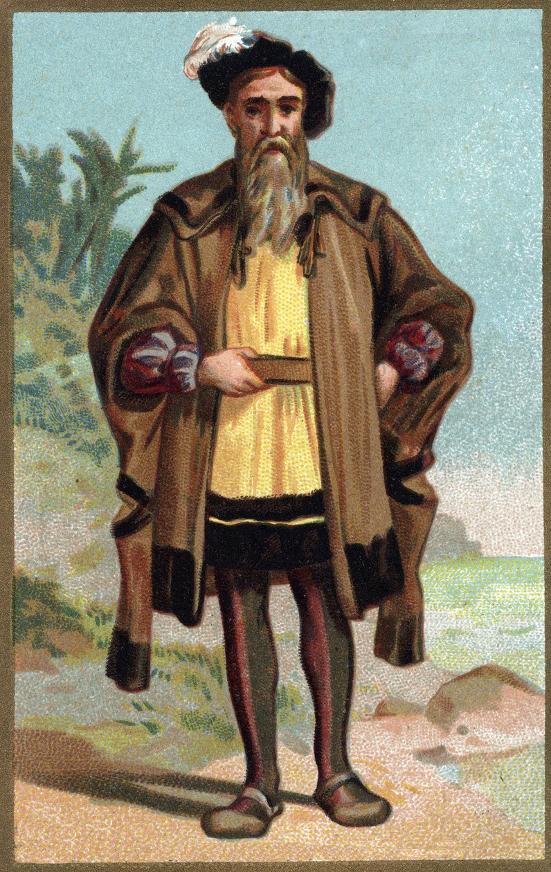 Portret Krzysztofa Kolumba (Cristoforo Colombo) Chromolitografia z końca XIX wieku. autorstwa French School