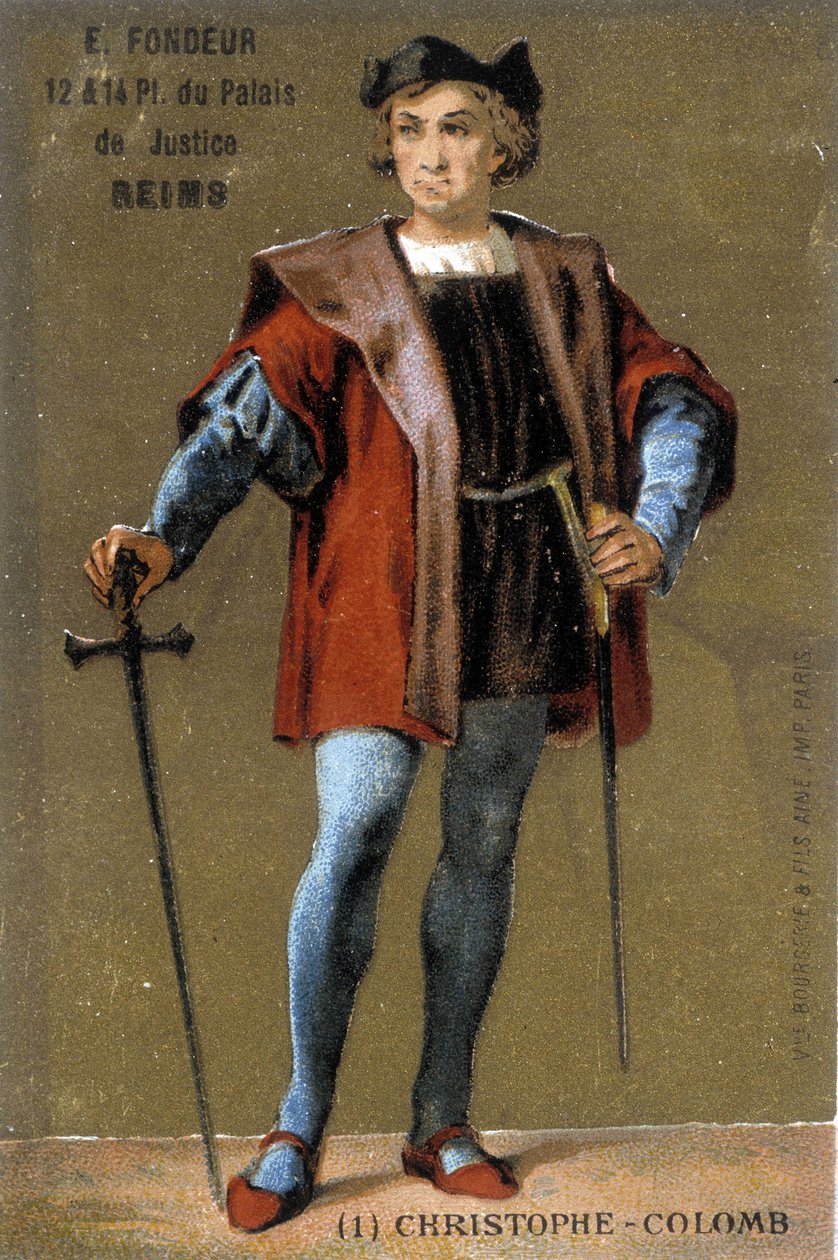 Portret Krzysztofa Kolumba. XIX-wieczna chromolitografia autorstwa French School