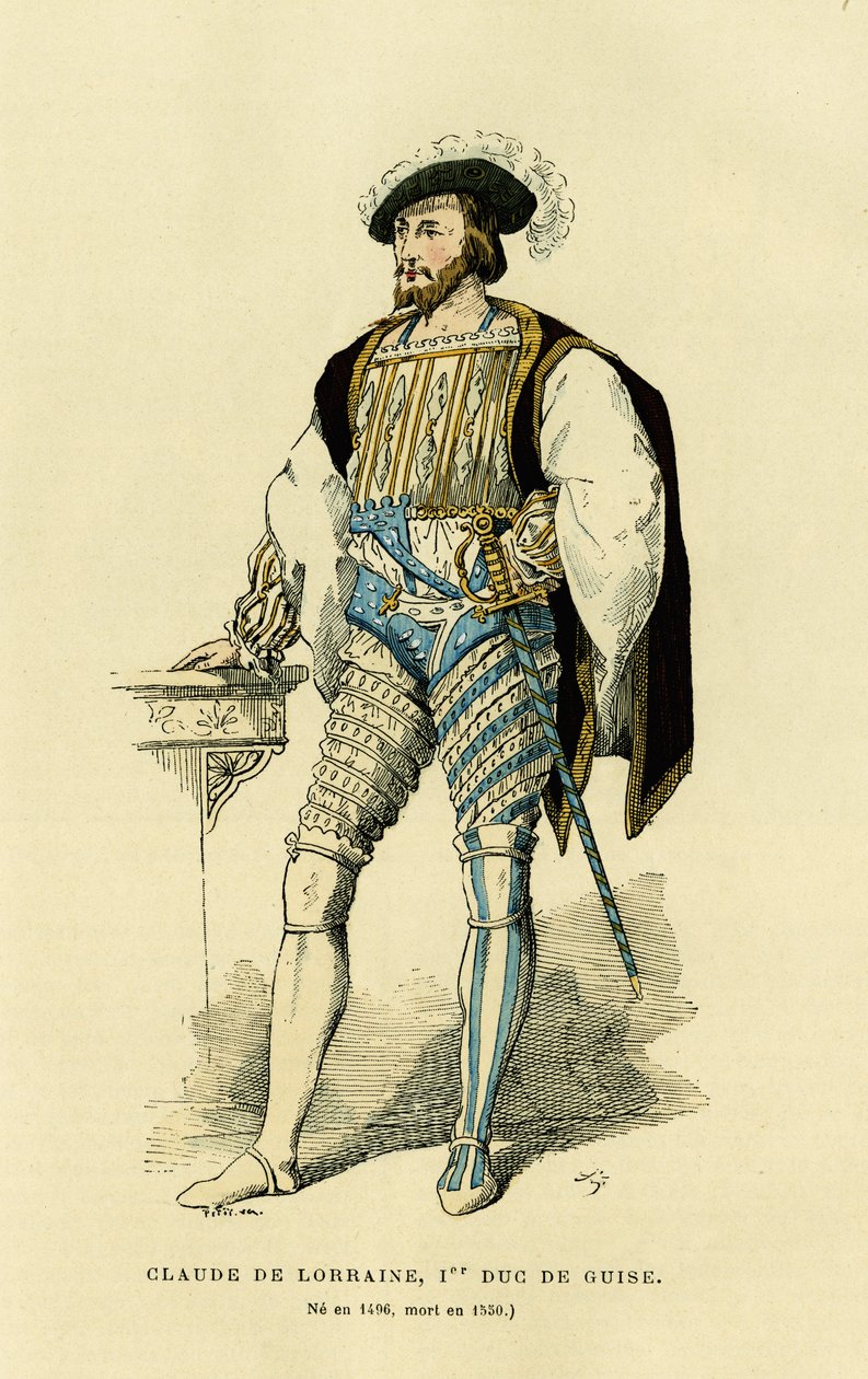 Portret Claude de Lorraine (1496-1550), pierwszego księcia Guise. Grawerowanie kolorem w „Francja i Francuzi przez wieki” Augustina Challamela, redaktora F.Roya, Paryż 1882. Kolekcja Selva. autorstwa French School
