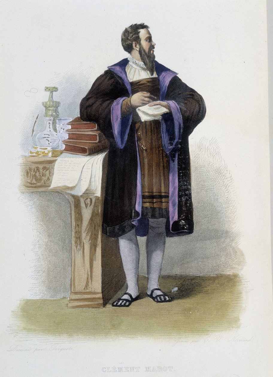 Portret Clementa des Marets dit Marota, francuskiego poety (1496-1544) - w „Le Plutarque francais”, red. Mennechet autorstwa French School