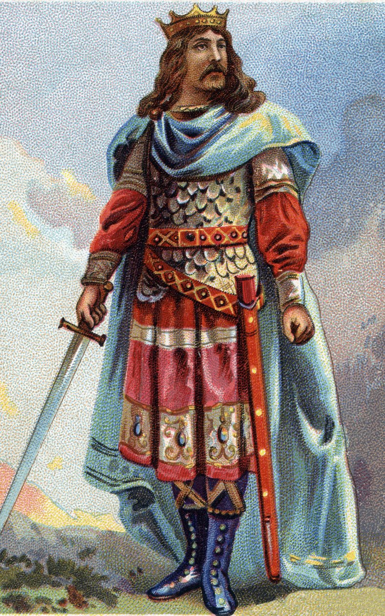 Portret Clotaire (Clothaire) IV, króla franków od 716 do 718. Chromolitografia około 1890. autorstwa French School