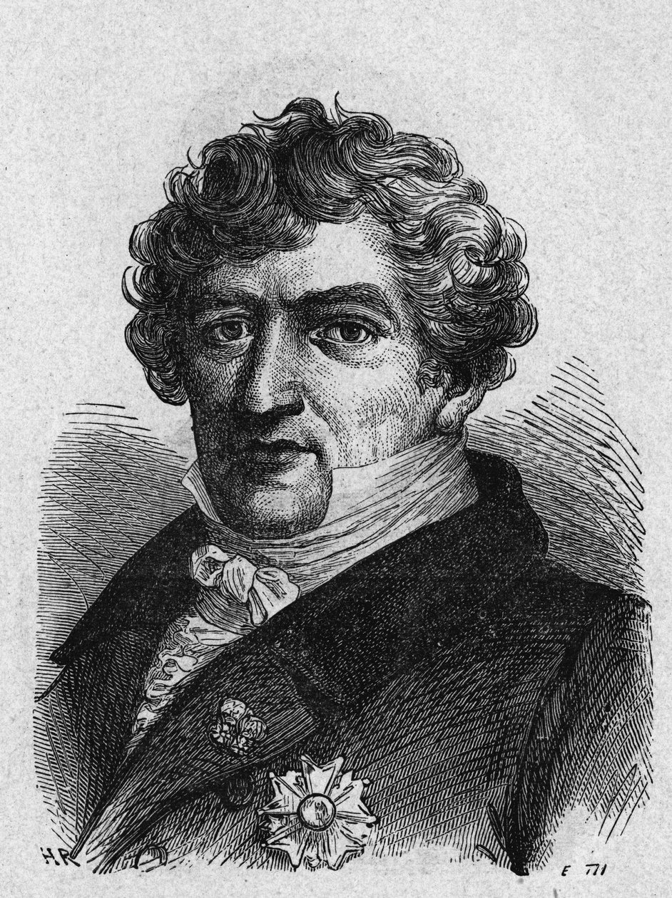 Portret Cuviera (1769-1832), francuskiego zoologa i paleontologa - w „Album de la Science; wybitni naukowcy; Wielkie odkrycia”” 1896. autorstwa French School