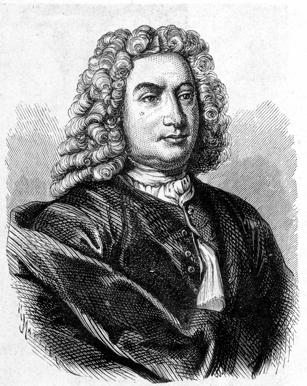 Portret Daniela Bernouilli (Bernoulli) (1700 - 1782), szwajcarskiego matematyka i fizyka - w „Album de la Science; wybitni naukowcy; Wielkie odkrycia”” 1896. autorstwa French School