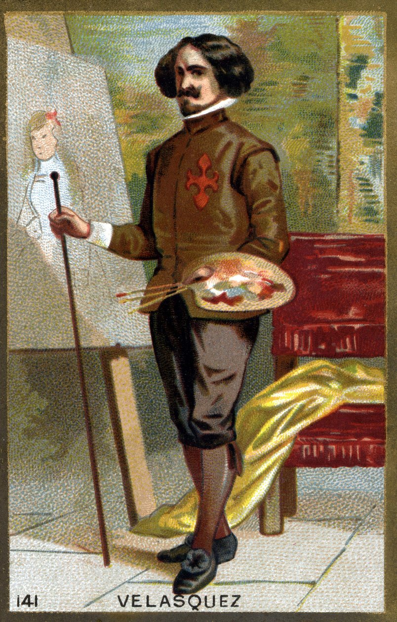Portret Diego Rodrigueza de Silva y Velazquez dit Diego Velasquez (1599-1660). Chromolitografia z końca XIX wieku. autorstwa French School